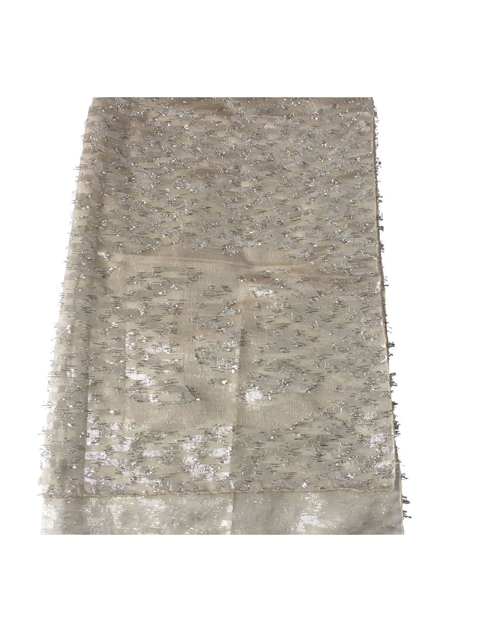 CHANEL scarf veil of cotton and silver threads
