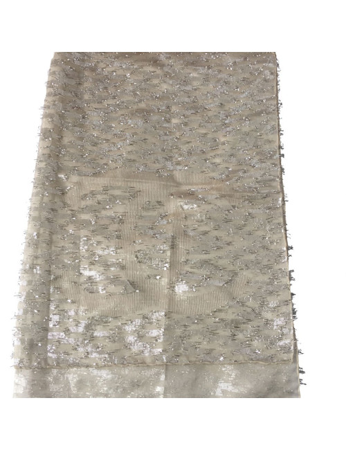 CHANEL scarf veil of cotton and silver threads