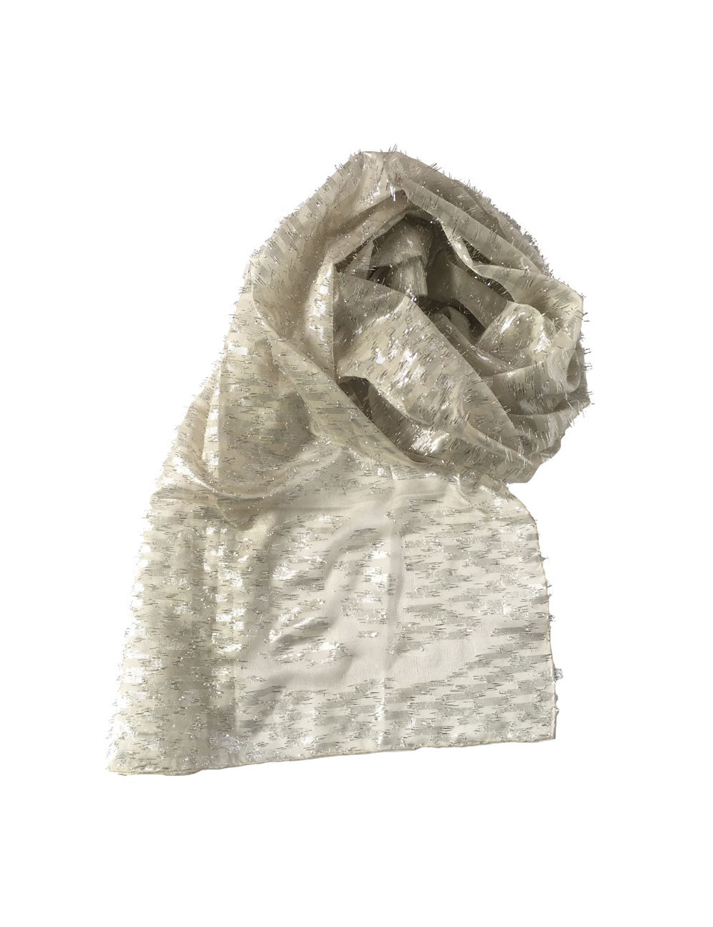 CHANEL scarf veil of cotton and silver threads