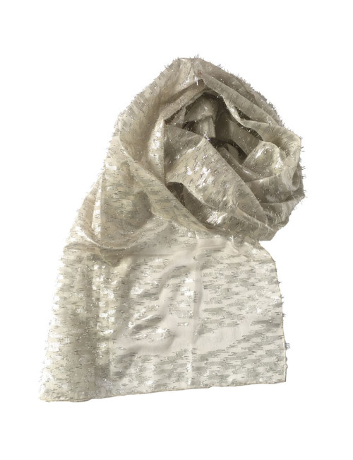 CHANEL scarf veil of cotton and silver threads
