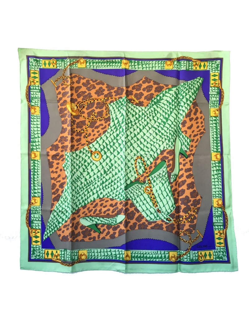 Foulard CELINE en soie verte