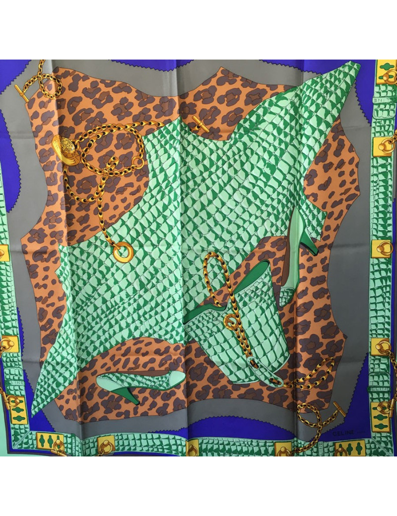 Foulard CELINE en soie verte