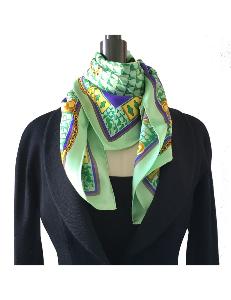 CELINE green silk scarf