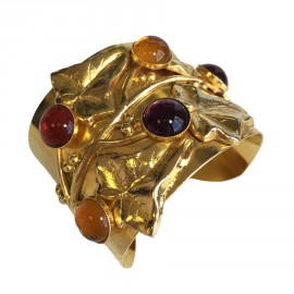 Philippe FERRANDIS cufflinks in gold metal and resin multicolor