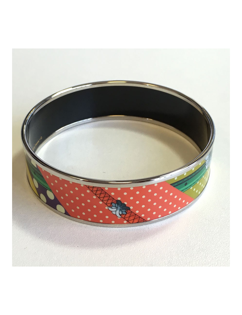 Bracelet HERMES PM en émail multicolore finition palladié