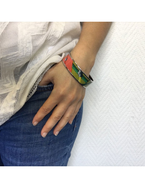 Bracelet HERMES PM en émail multicolore finition palladié