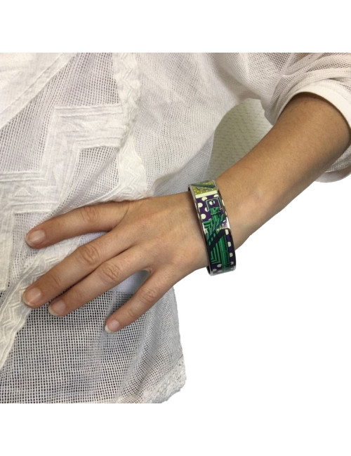 Bracelet HERMES PM en émail multicolore finition palladié
