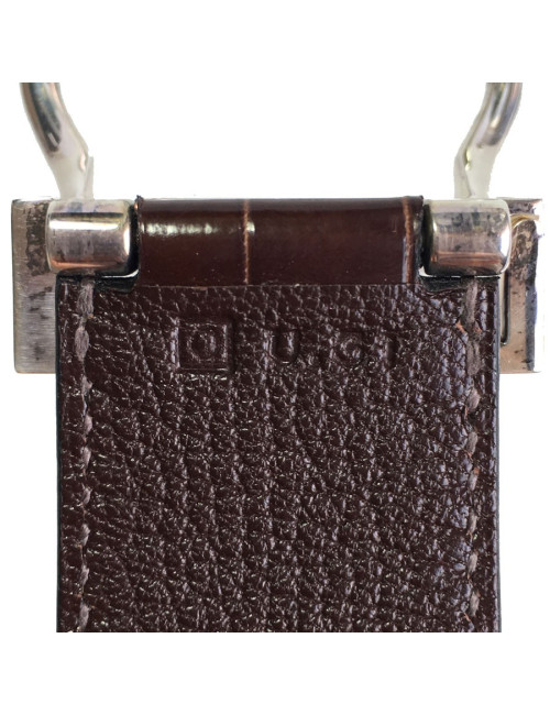 HERMES Bracelet in Brown Crocodile and Sellier Buckle in Sterling Silver 925Ag