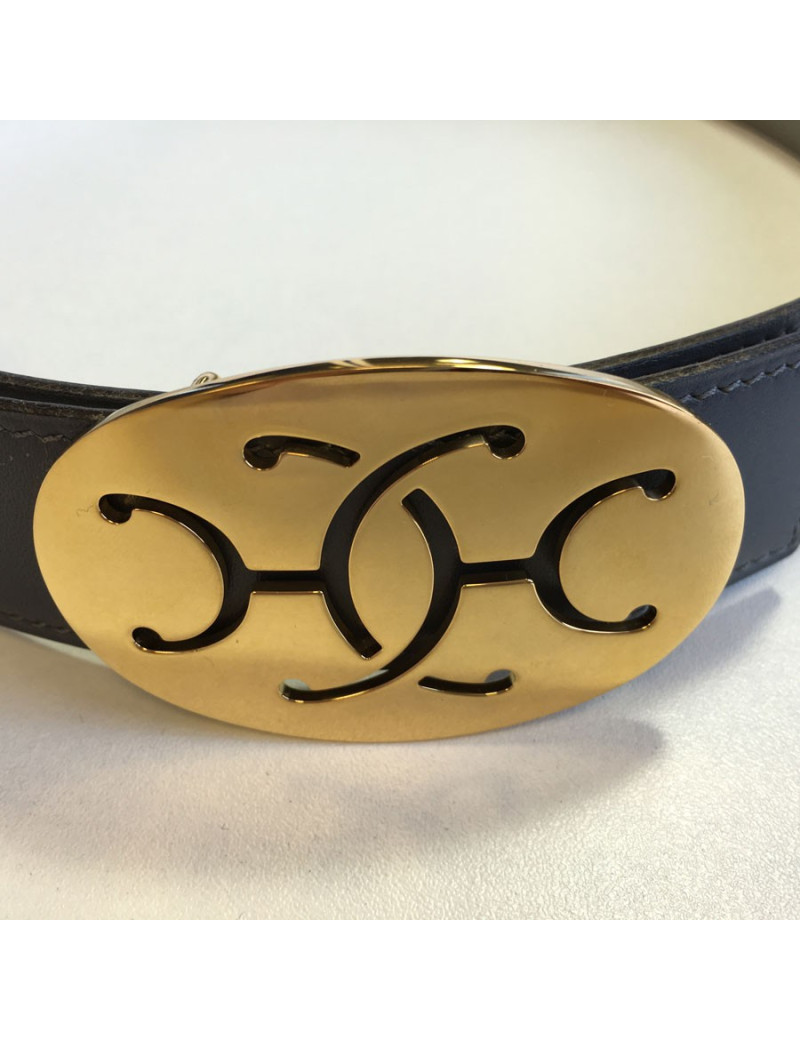 HERMES leather grey reversible T 78 gold buckle belt