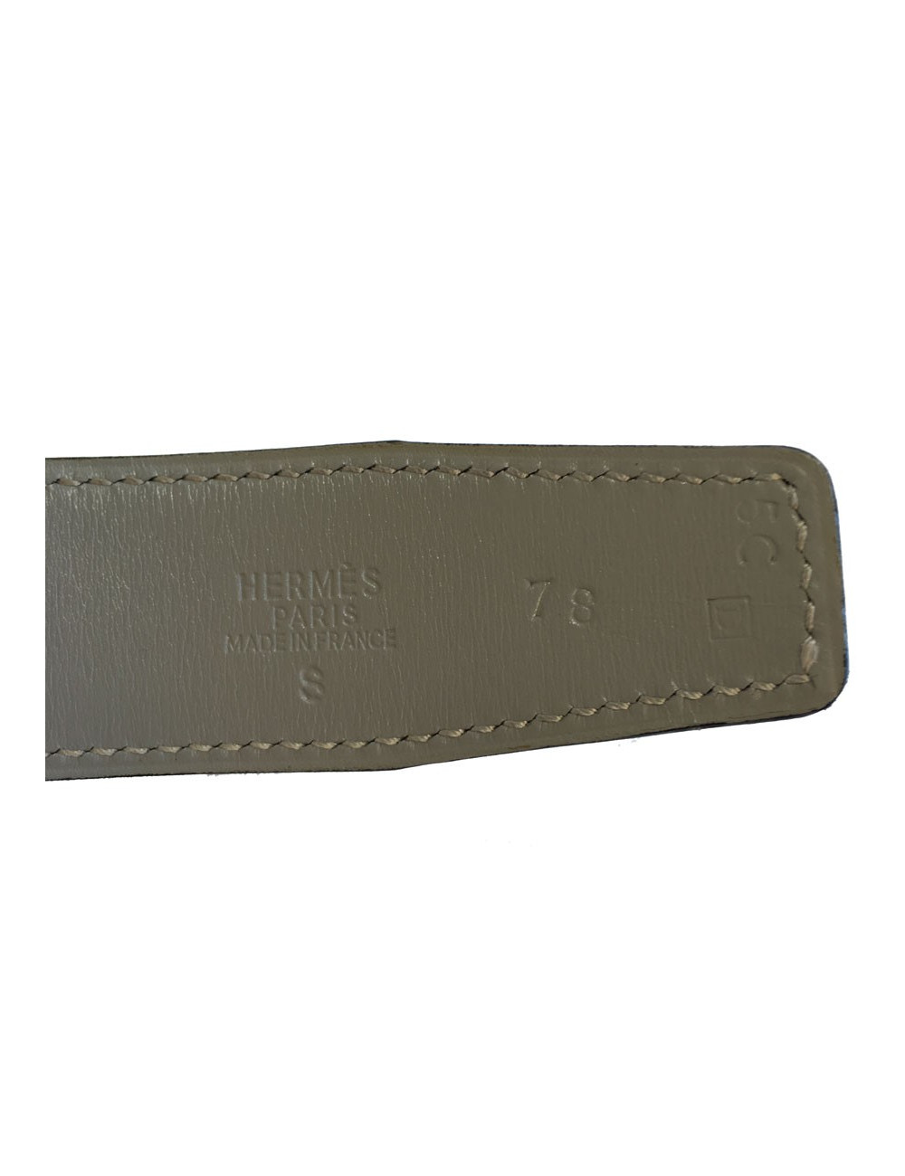 Ceinture HERMES en cuir gris réversible T 78 boucle dorée