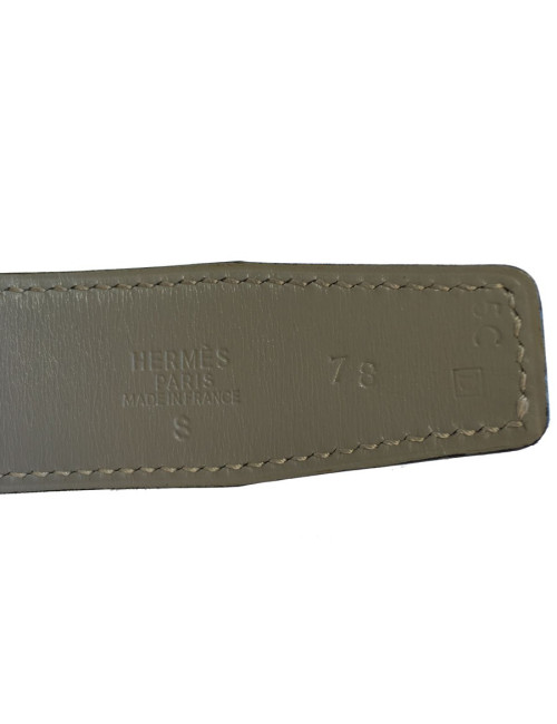 Ceinture HERMES en cuir gris réversible T 78 boucle dorée