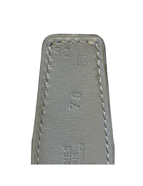 Ceinture HERMES en cuir gris réversible T 78 boucle dorée