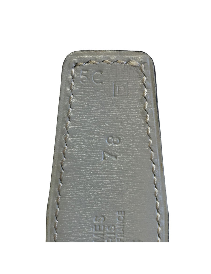 HERMES leather grey reversible T 78 gold buckle belt