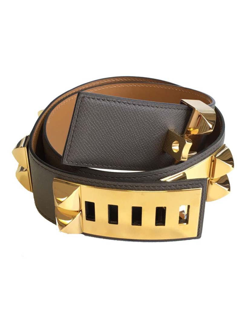 Ceinture Médor CDC HERMES en cuir étoupe T80