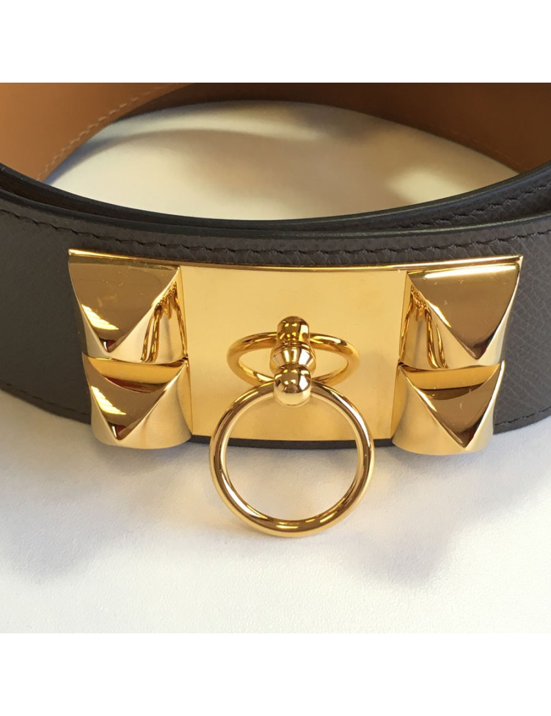 Ceinture Médor CDC HERMES en cuir étoupe T80
