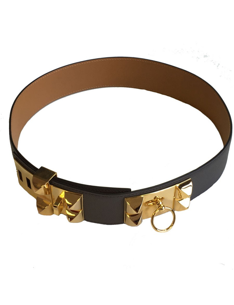Ceinture Médor CDC HERMES en cuir étoupe T80
