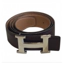 Swift Brown T 76 reversible leather belt: HERMES