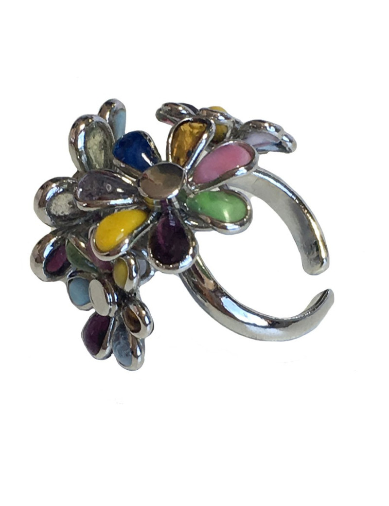 Bague Fleurettes MARGUERITE de VALOIS en pâte de verre multicolore T50