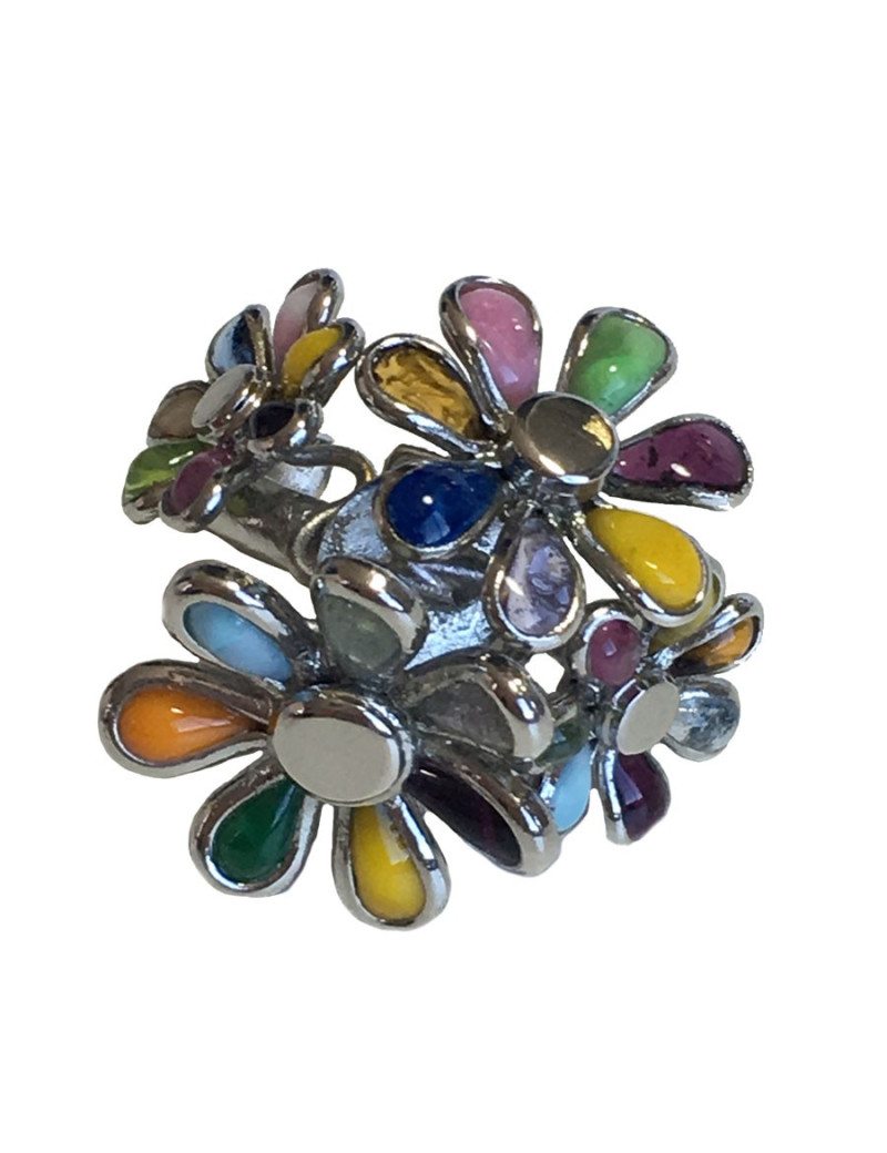 Bague Fleurettes MARGUERITE de VALOIS en pâte de verre multicolore T50