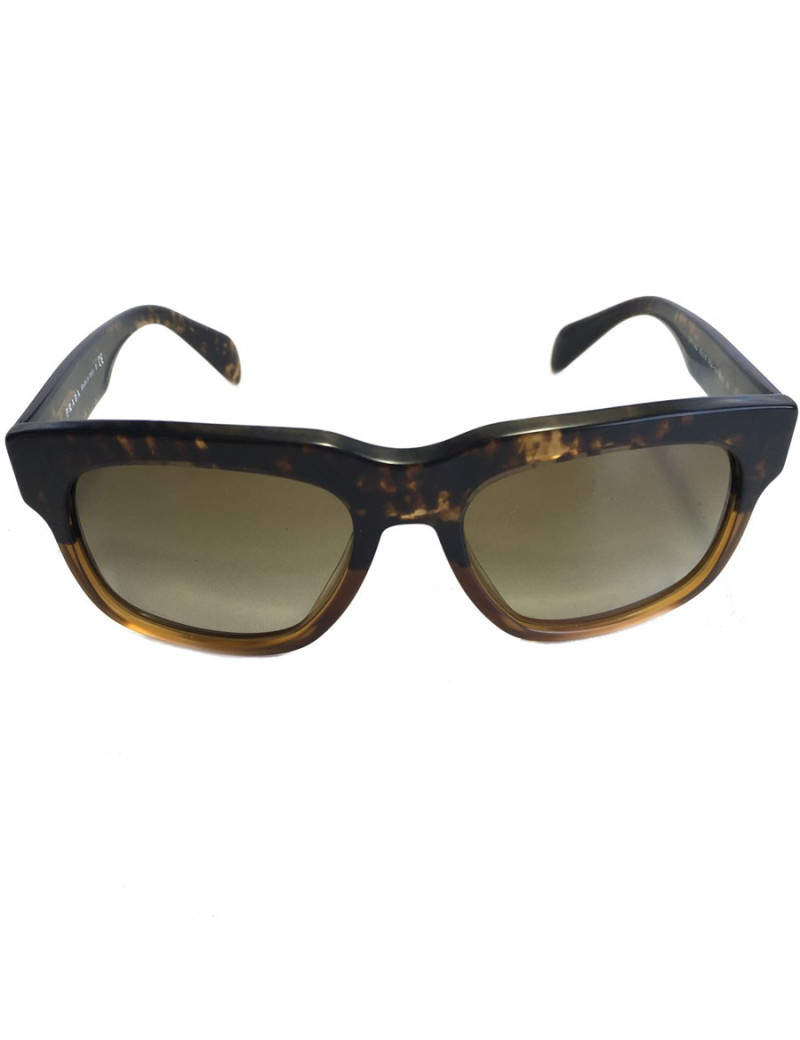 Lunettes de soleil PRADA façon écaille de tortue marron mat
