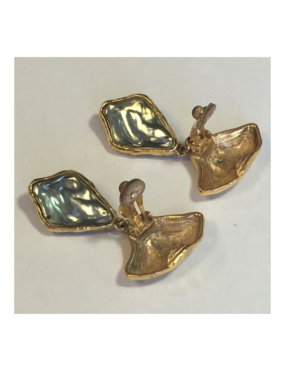 Clips YVES SAINT LAURENT vintage bleu ciel et doré