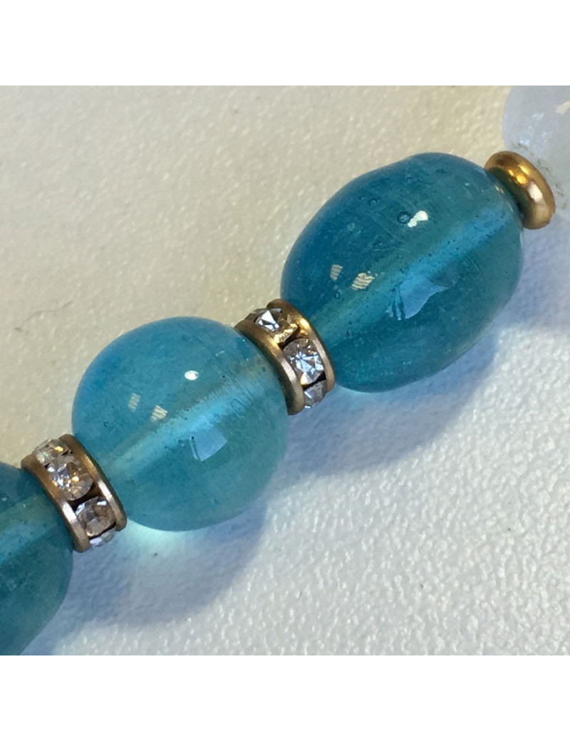 CHANEL vintage blue glass and rhinestone necklace