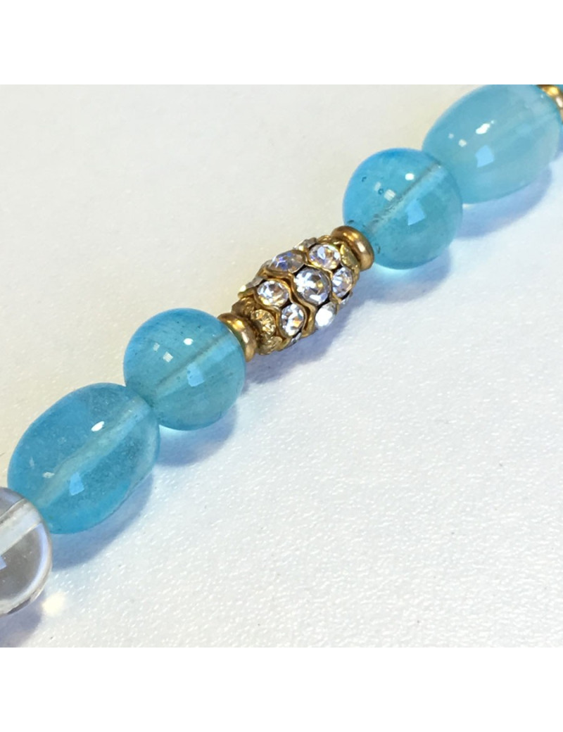 Sautoir CHANEL vintage en pâte de verre bleu et strass