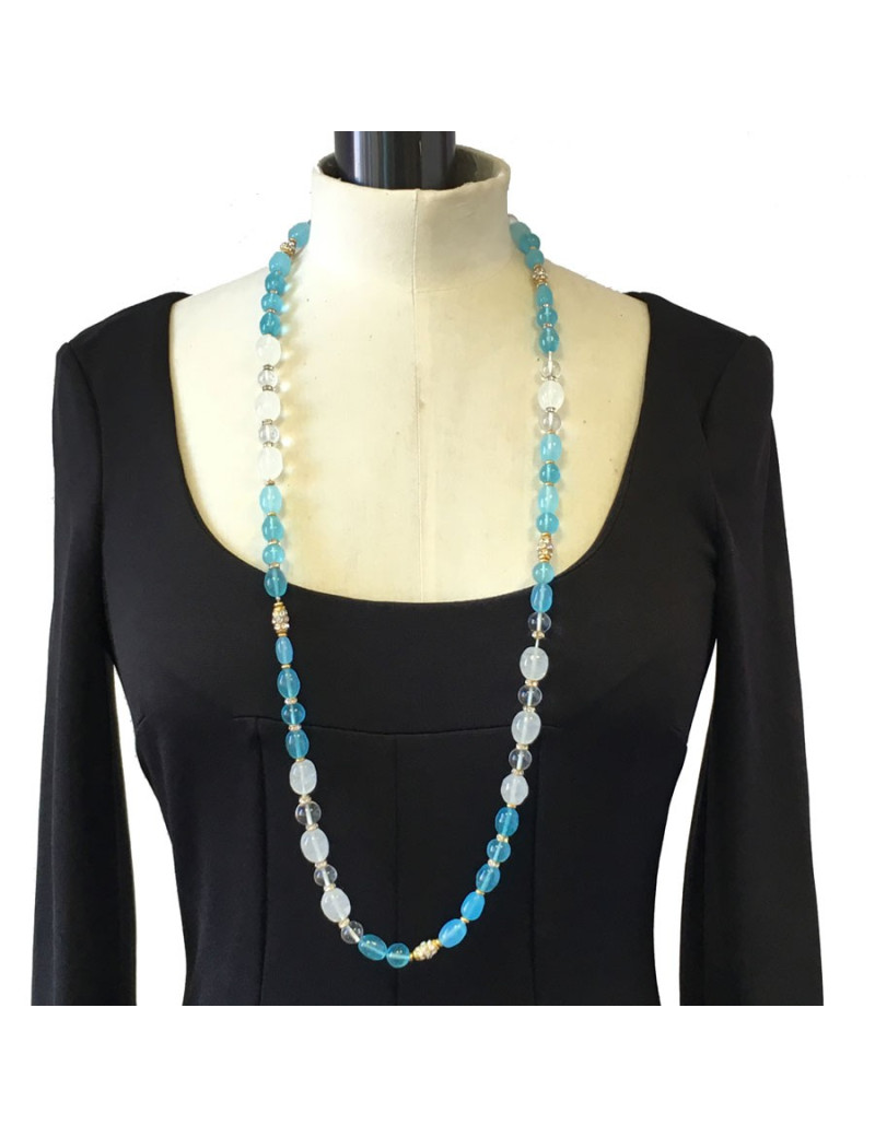 CHANEL vintage blue glass and rhinestone necklace