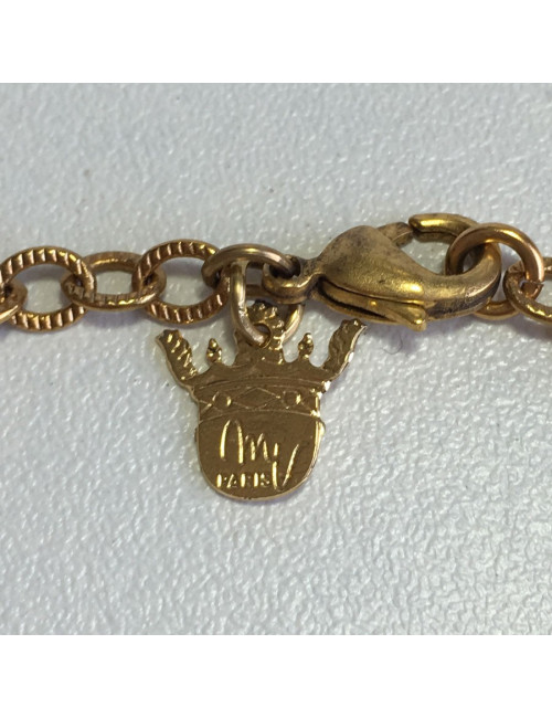 Pendentif MARGUERITE de VALOIS en métal doré, pâte de verre et strass