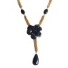 CHANEL Couture necklace qith gilded metal chain and black Camellia