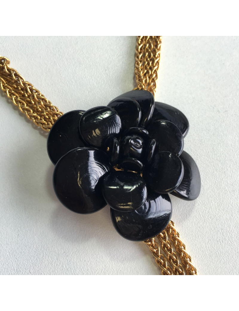 Collier CHANEL Couture camélia en pâte de verre Vintage