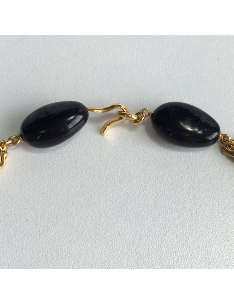 Collier CHANEL Couture camélia en pâte de verre Vintage