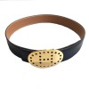 HERMES leather belt smooth black Golden jewelry T65