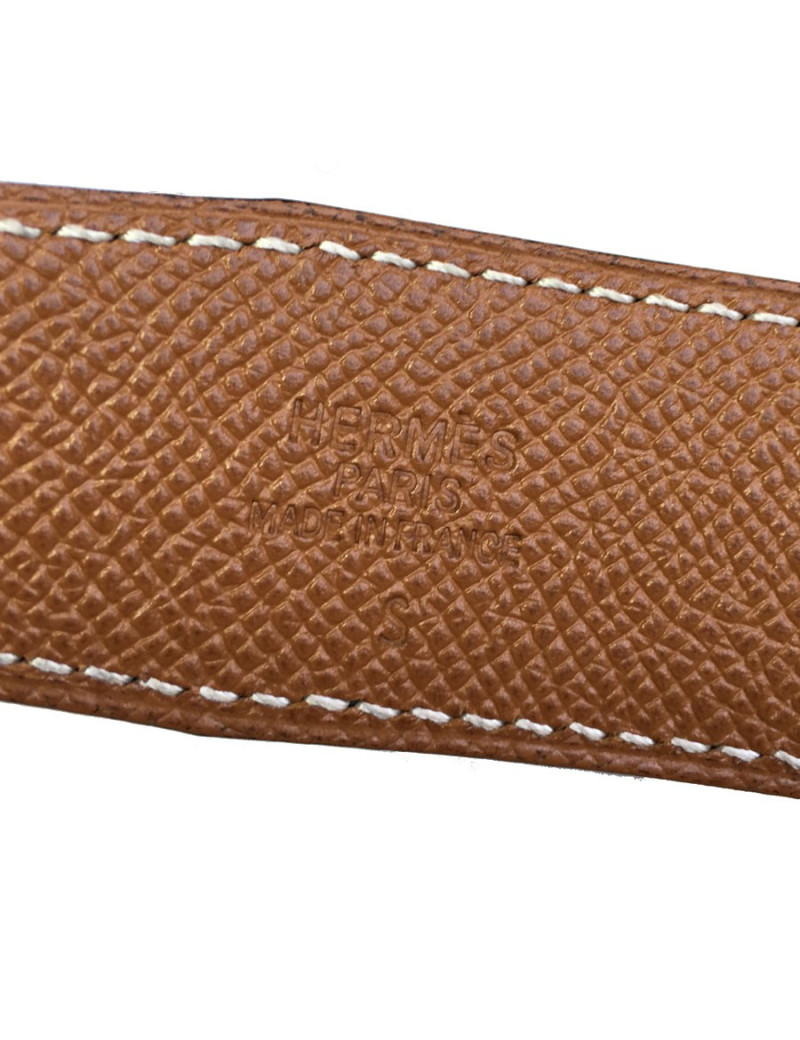 HERMES leather belt smooth black Golden jewelry T65