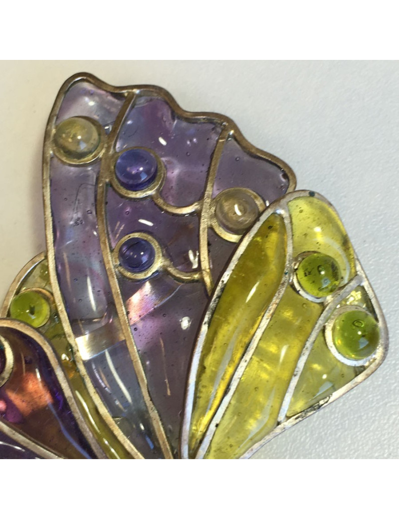 LOUIS VUITTON Butterfly brooch in mulitcolored molten glass