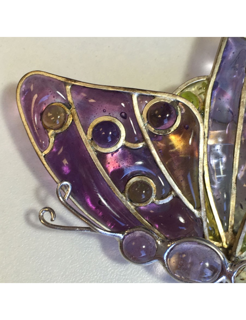 Broche LOUIS VUITTON Série limitée papillon en pâte de verre multicolore