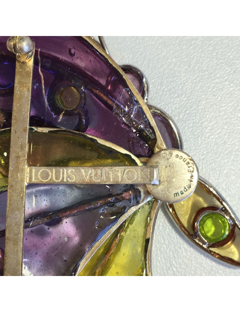 LOUIS VUITTON Butterfly brooch in mulitcolored molten glass