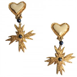 Clips CHRISTIAN LACROIX heart and gold metal cross pendants