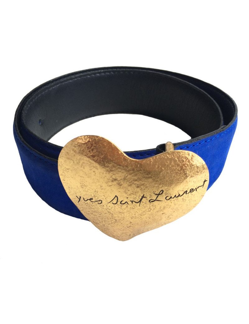 Ceinture YVES SAINT LAURENT suede bleu T75