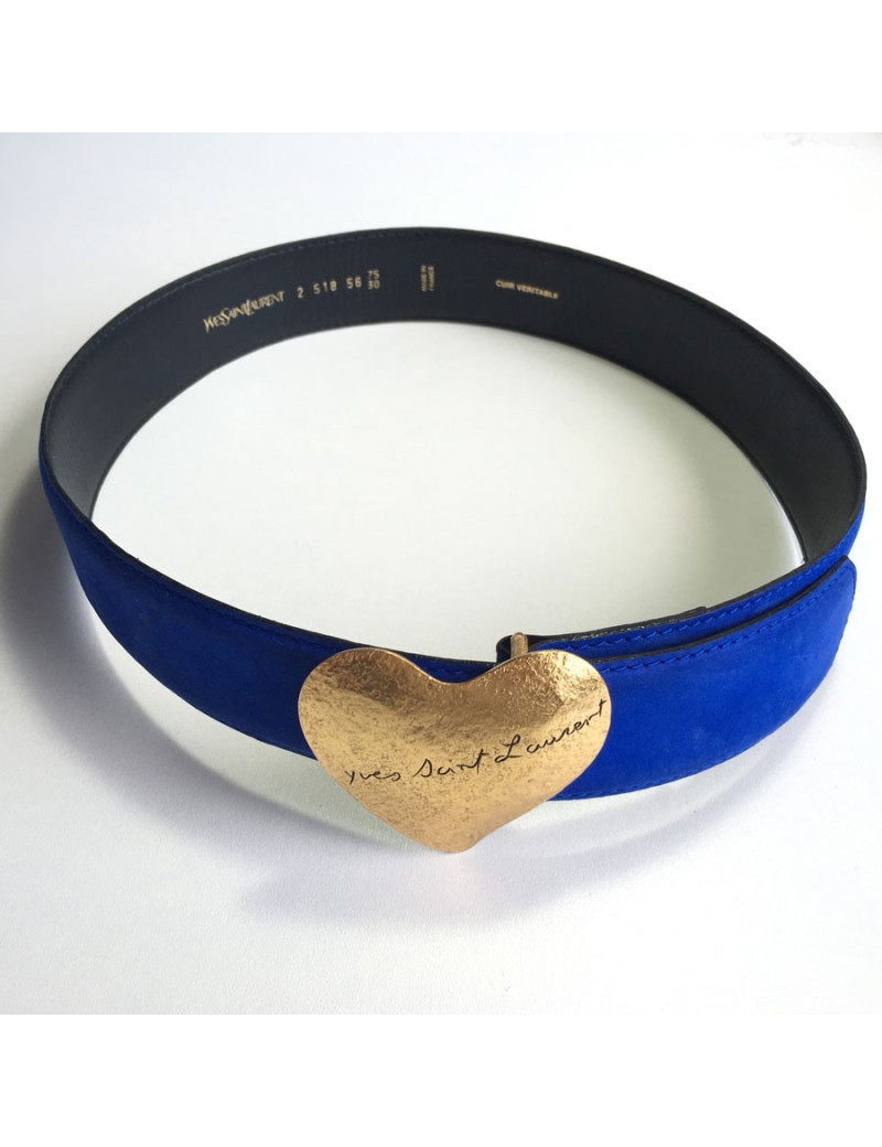 Ceinture YVES SAINT LAURENT suede bleu T75