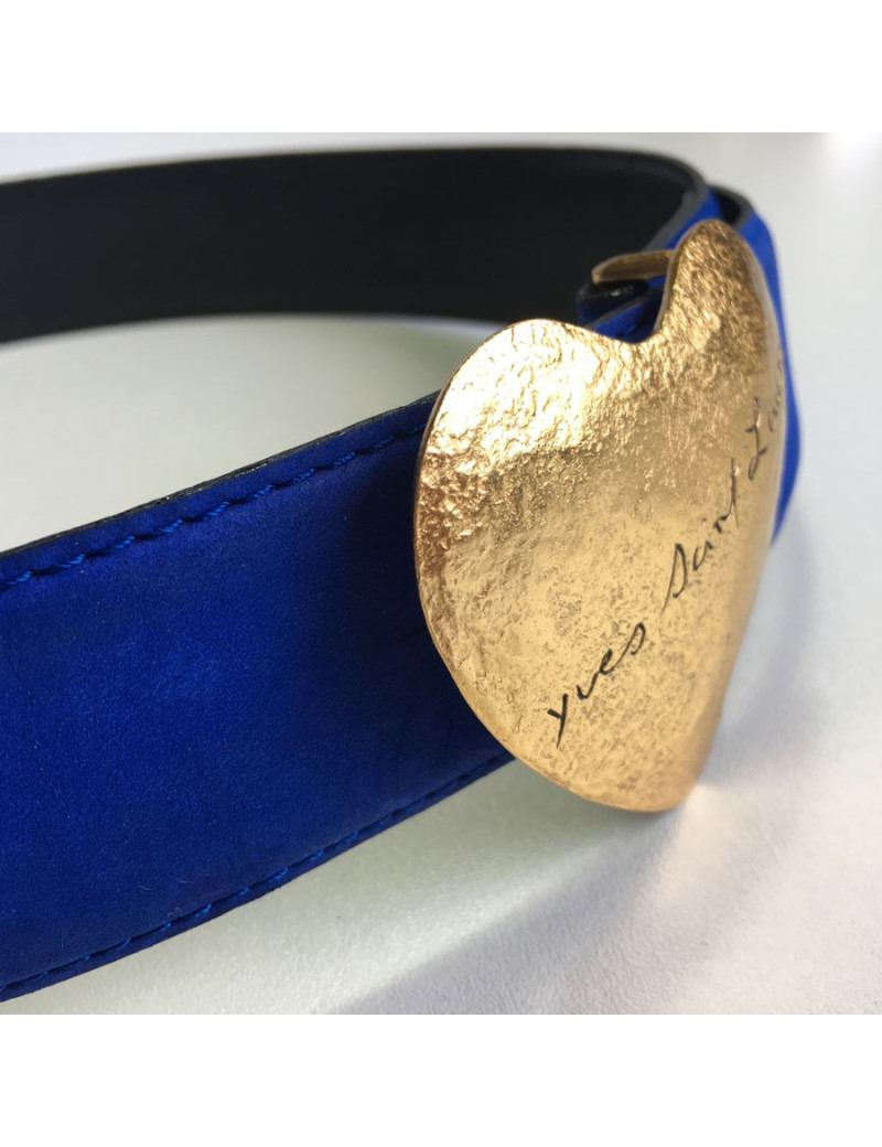 Ceinture YVES SAINT LAURENT suede bleu T75