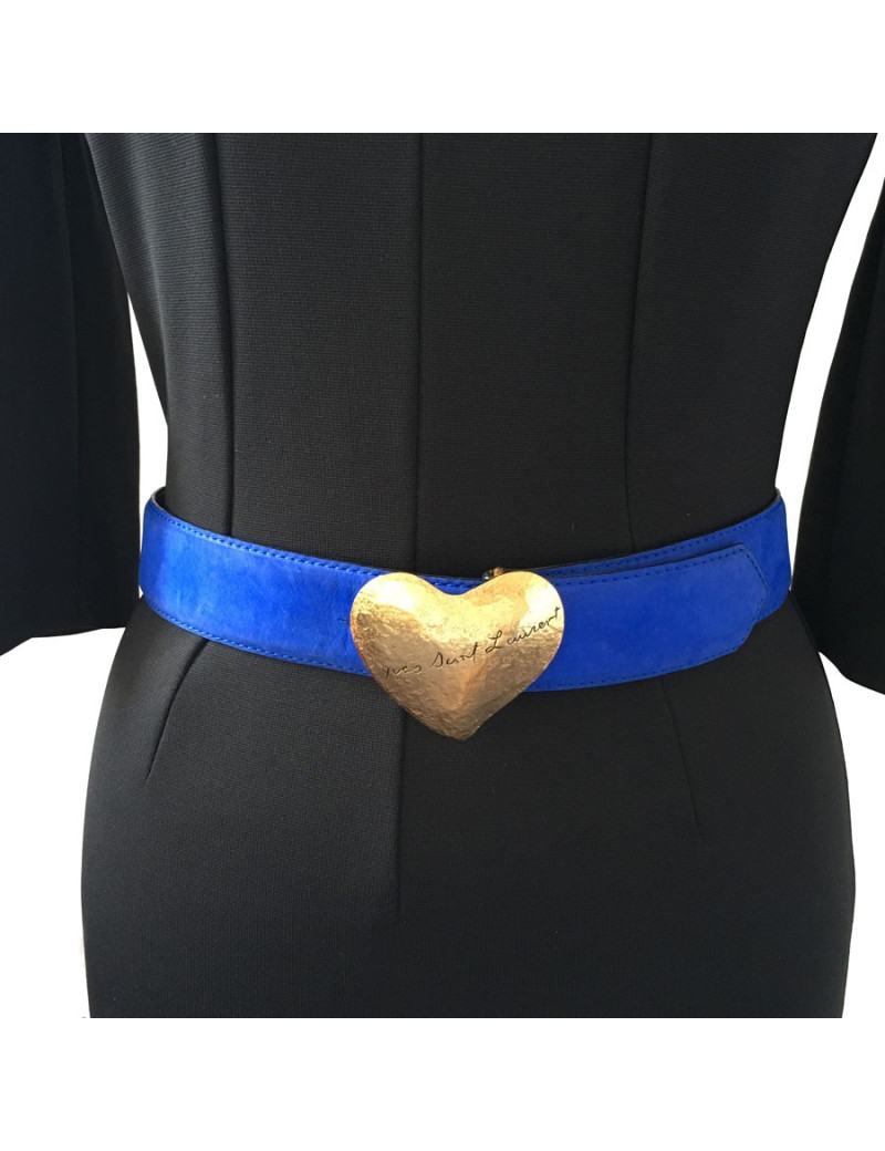 Ceinture YVES SAINT LAURENT suede bleu T75