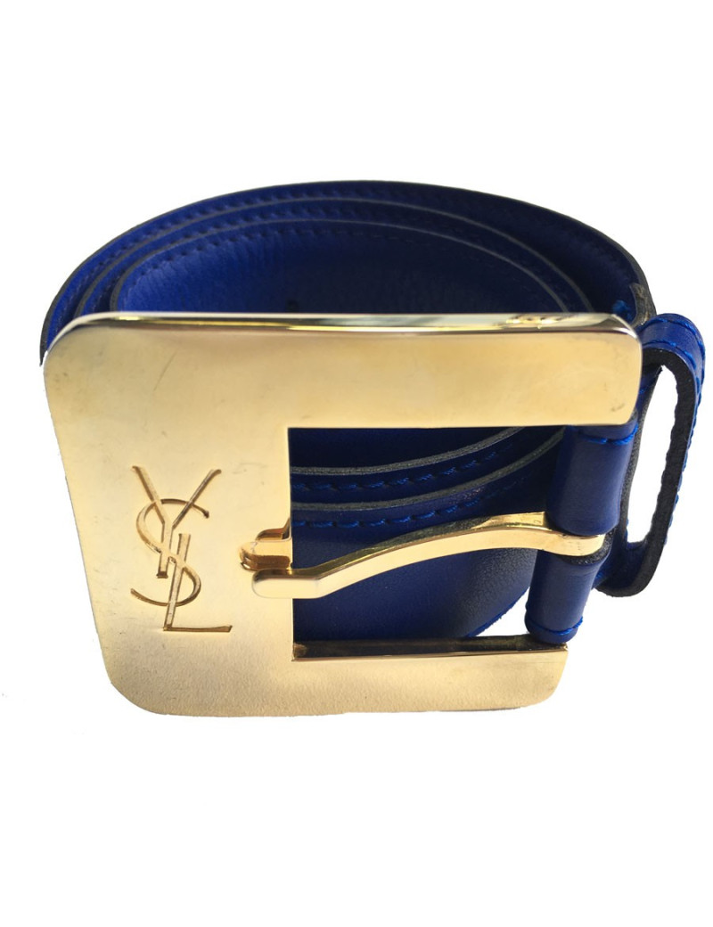 Ceinture YVES SAINT LAURENT cuir bleu T75