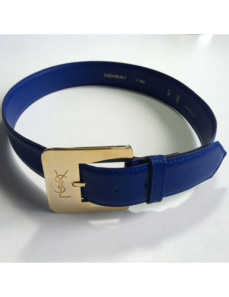 Ceinture YVES SAINT LAURENT cuir bleu T75