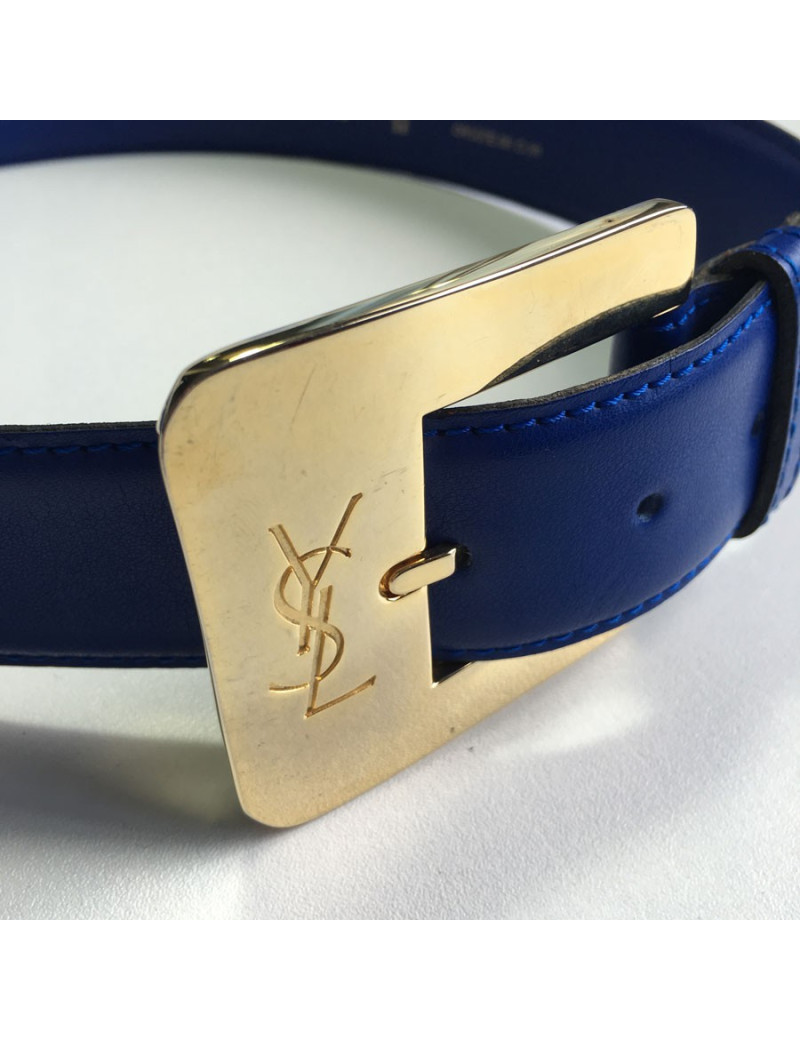 Ceinture YVES SAINT LAURENT cuir bleu T75