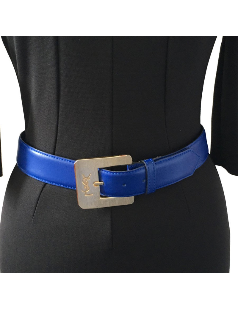Ceinture YVES SAINT LAURENT cuir bleu T75