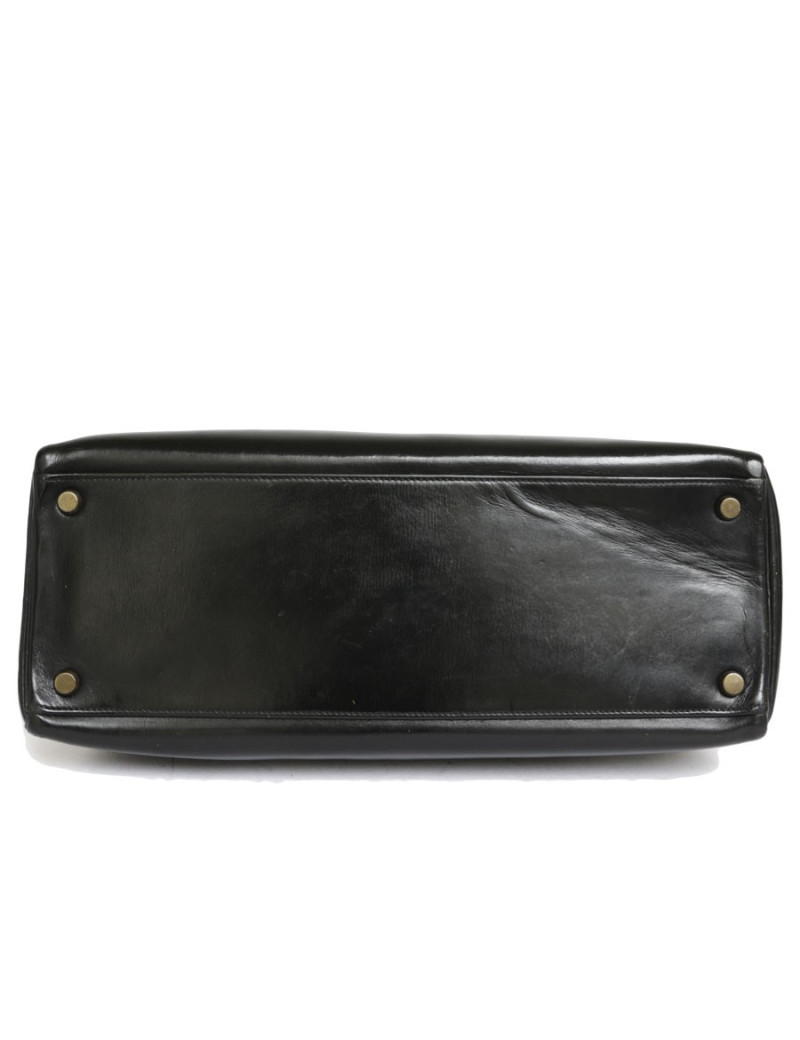 Sac Kelly 32 HERMES en cuir box noir vintage