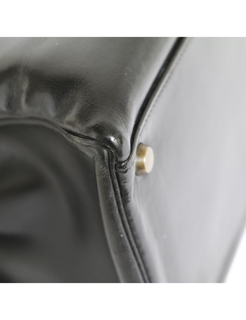 Sac Kelly 32 HERMES en cuir box noir vintage