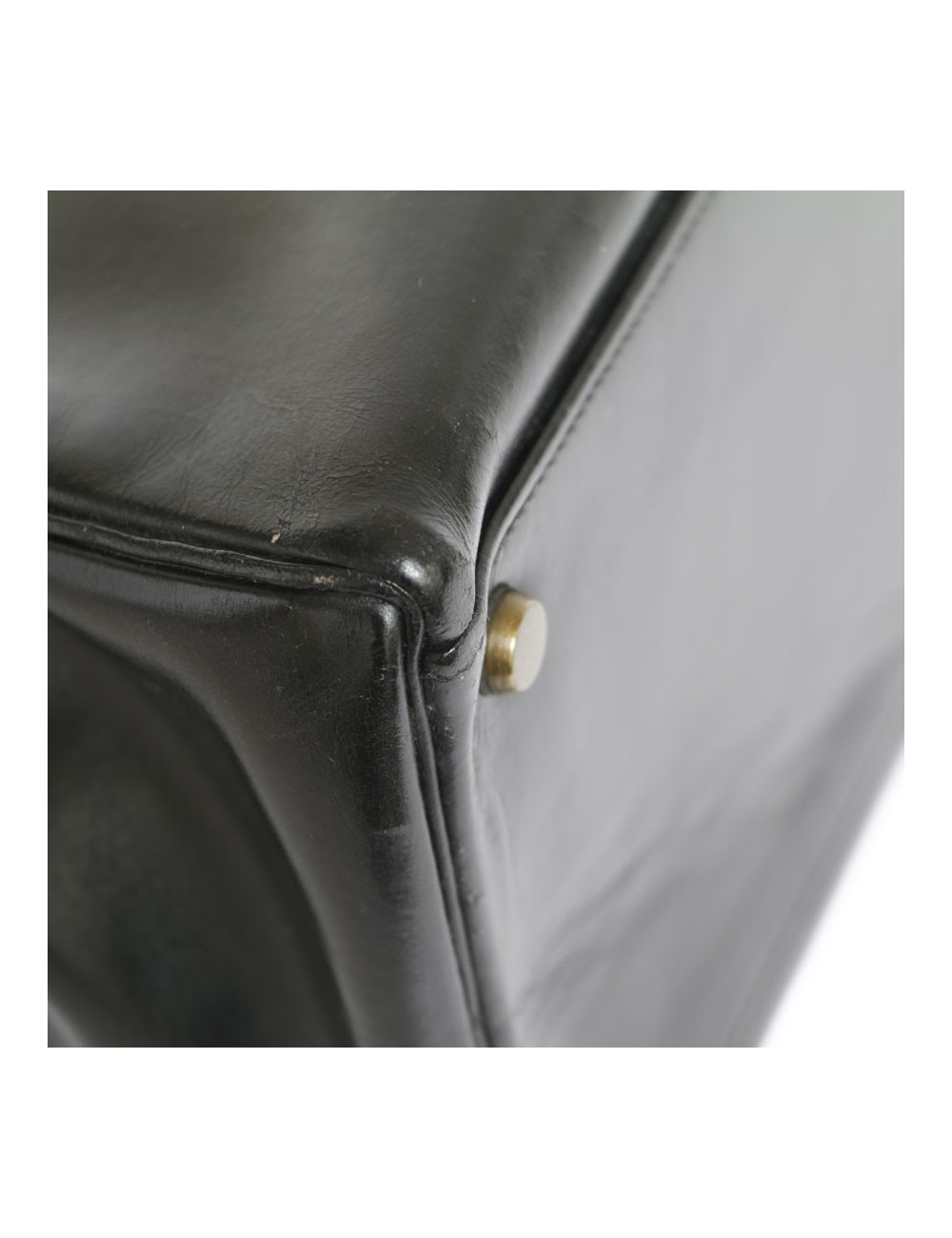 Sac Kelly 32 HERMES en cuir box noir vintage