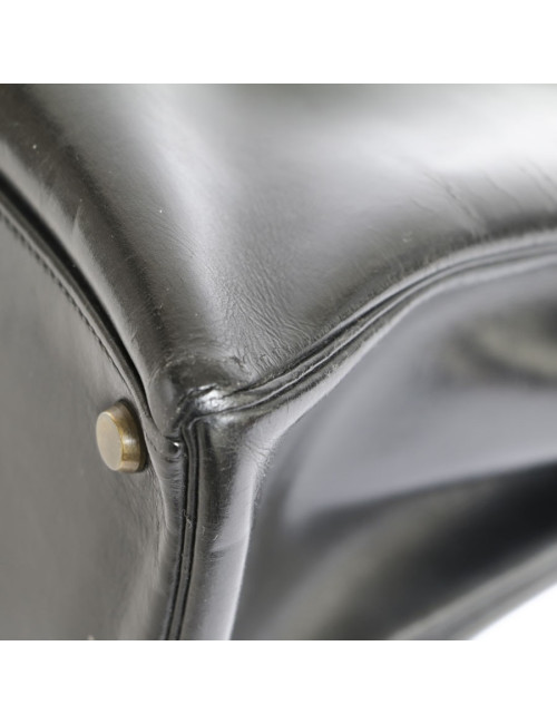 Sac Kelly 32 HERMES en cuir box noir vintage